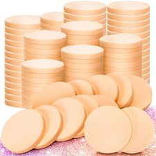 100 PCS Nude round Makeup Sponge, Cosmetic Sponge round Foam Pad Eye Facial Powd