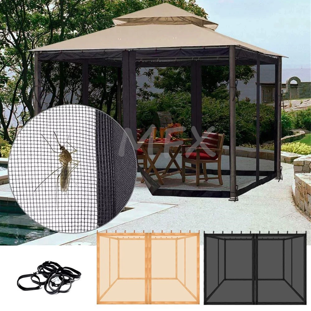 Pavillon Netz - 4-Fach Pergola Netz,3x3M UV-Schutz Belüftungsnetz Sonnenschutz Für Zelt Garten Rasen Outdoor