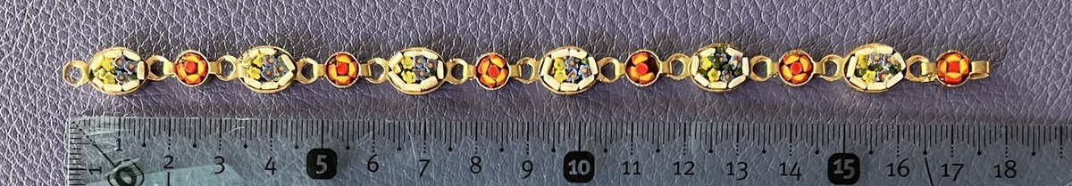 Bracelet Micro Mosaïque Doré Italie REF96927 - Bijou Occasion, Style Raffiné