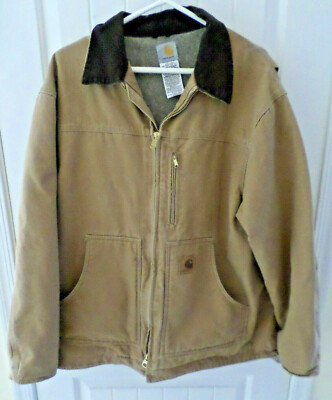 Carhartt RN14806 ジャケット XL Carhartt Tan Duck Canvas, Fleece Lined Heavy Duty Coat RN14806