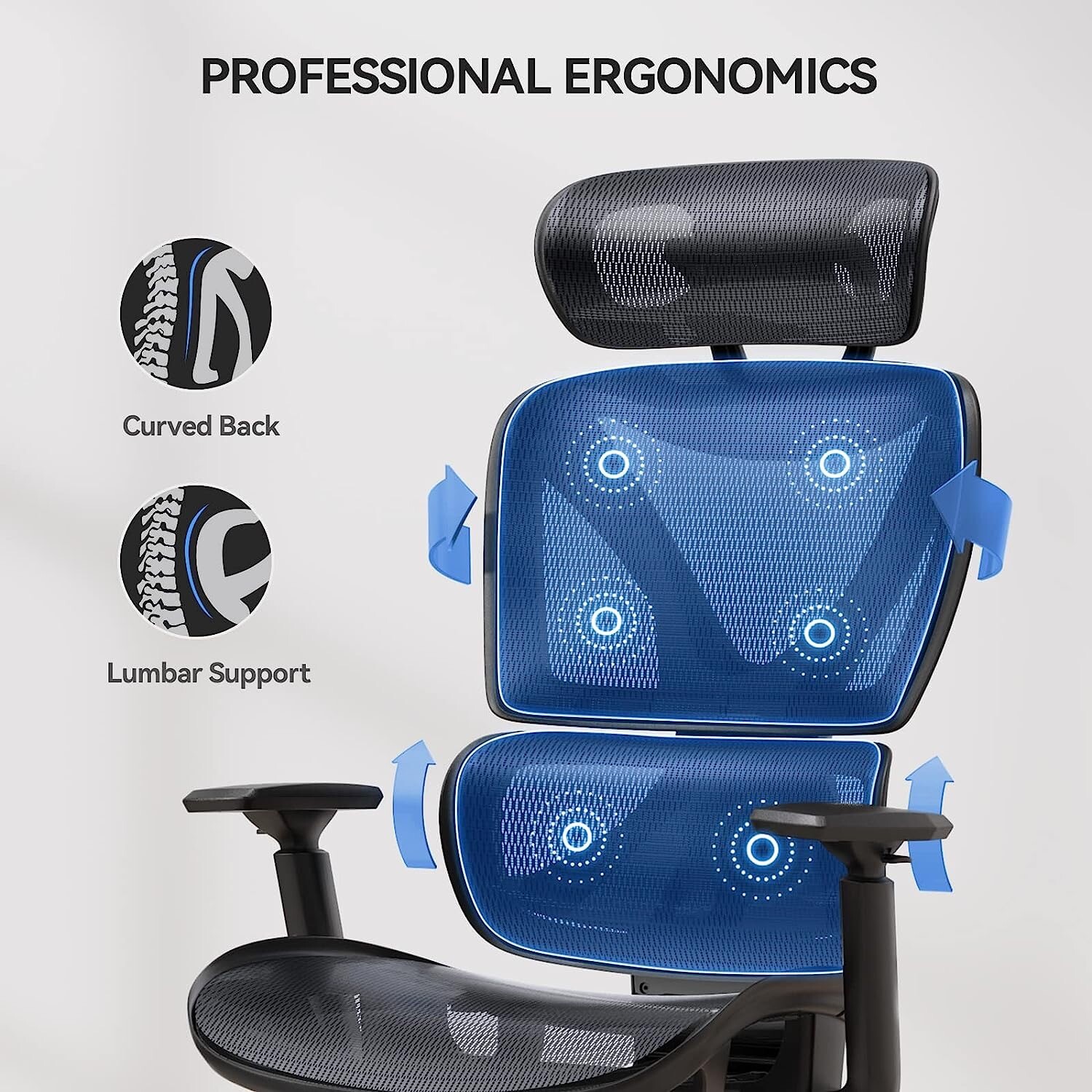 NOBLEWELL Ergonomic Office Chair, Adjustable Headrests Lumbar Support