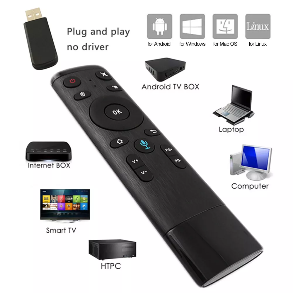 2.4G Wireless Remote Control with USB Receiver Voice Input for Android TV  Box PC