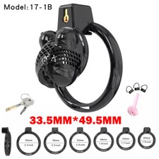 Black 33.5mm 49.5mm For Cobra Chastity Sissy Cage Device Breathable Lock Ring US