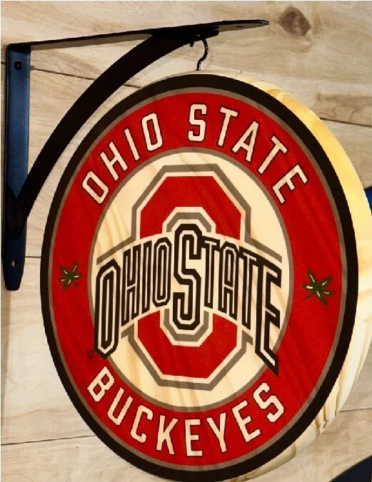 Ohio State Double Sided Sign - 12 in diam, includes hanging bracket - Image 2 of 2