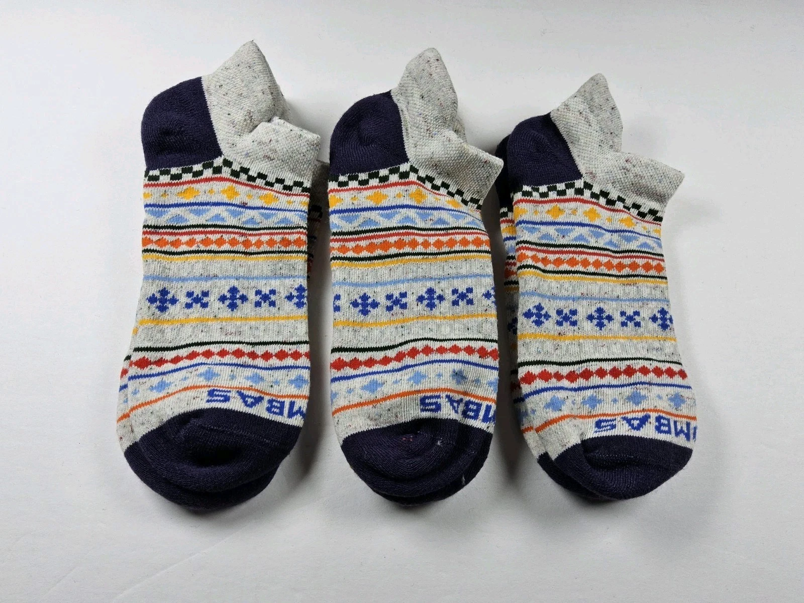 Bombas Original Pattern Lot Of 3 Pairs Ankle Socks Size M