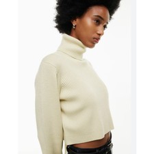 Aritzia Wilfred Rebecca Turtleneck Sweater Merino Wool Cream Med