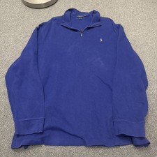 Polo Ralph Lauren Pullover Mens XXL 2XL Navy Quarter Zip Sweater Polo Logo