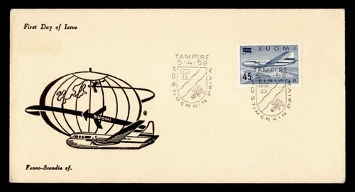 DR WHO 1959 FINLAND FDC AIRMAIL OVPT M78879