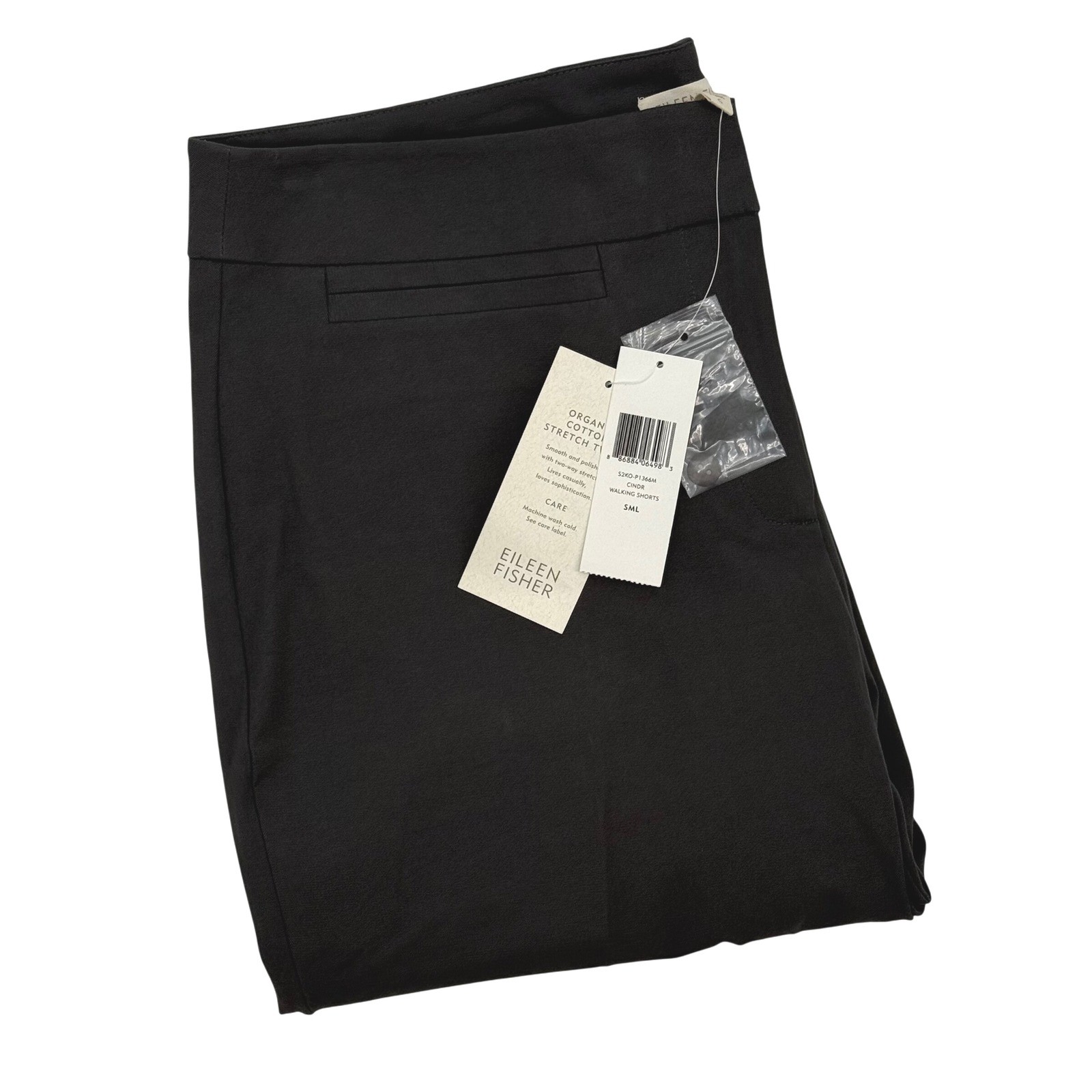 Eileen Fisher Walking Shorts Organic Cotton Stretch Twill Cinder Womens Small