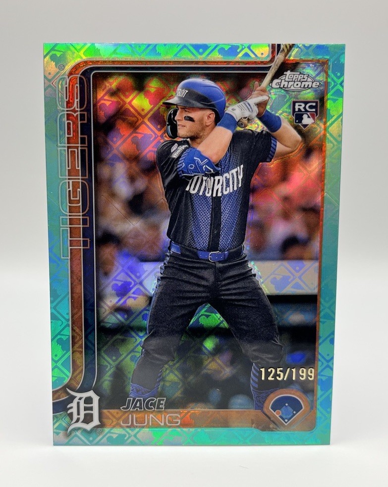 2025 Topps Chrome Logofractor Jace Jung Aqua Rookie /199 RC #225