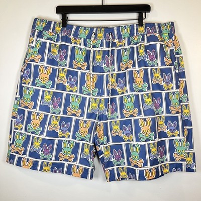 Psycho Bunny James In A Box Swim Trunks Shorts Mens Size 2XL Multicolor Skulls 