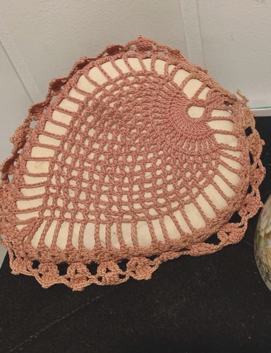 Antique Victorian Hand-Crocheted Heart Pincushion 8”
