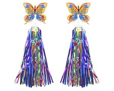 Fish Cartoon Neon Multi-Color Bicycle Handlebar Streamers w/Butterfly Topper.