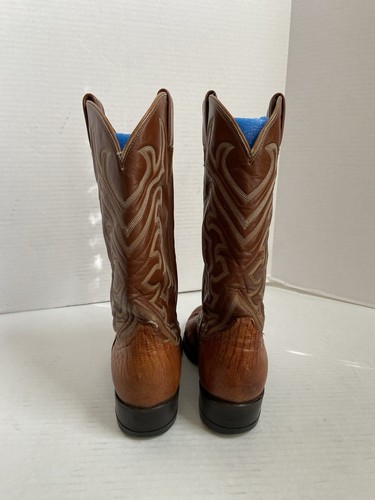 Tony Lama Cowboy Boots Brown Peanut Exotic Western Lizard Sz 8D Mens Leather - Picture 11 of 20