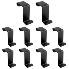 10 PCS Black Z-Shaped Reversible Over-The-Door Hooks for 3/4" 1.5" Doors