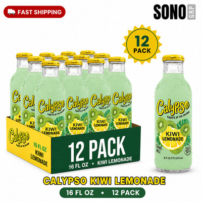 Calypso Kiwi Lemonade 16 Fl Oz, 12 Pack Glass Bottles