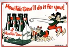 Vintage Mountain Dew Hillbilly Porcelain Sign Soda Pop Advertising Metal