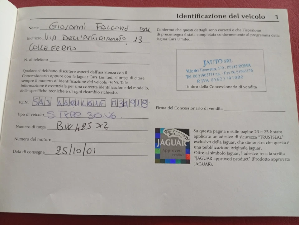 JAGUAE S-TYPE Libretto SERVICE GARANZIA TAGLIANDI originale Jaguar - Immagine 4 di 4