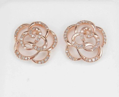 0.40Ct Lab Created Diamond Push Back Flower Stud Earrings 14K Rose Gold Plated