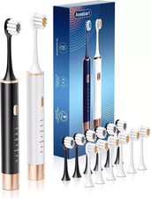 2 Pack Electric Toothbrush Sonic Toothbrush USB Rechargeable 12 Heads 6 Modes