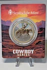 SCOTTSDALE MINT  COWBOY  SERIES  24K  GOLD GILDED  SILVER ROUND  MINTAGE 500 PCS