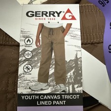 Gerry Boys Youth Canvas Tricot Lined Pant Elastic Waist Khaki XS 5/6