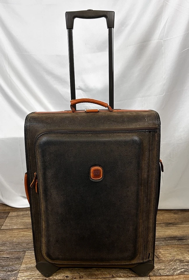 BRICS Luggage Brown Pebble Leather 22" In Wheeled Suitcase Vintage Made in Italy - Image 2 of 4