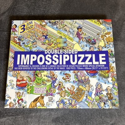 Impossipuzzle Doppelseitige Stichsäge Supermarkt und Hühner 1000
