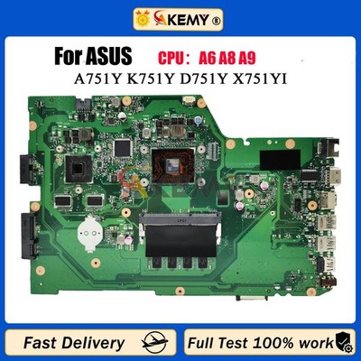 X751YI Motherboard For ASUS K751Y A751Y X751Y D751Y Mainboard E2 A6 A8 CPU