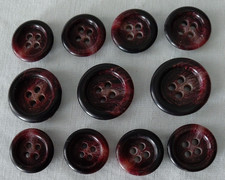11 New Real Horn Red Buttons For Suit Blazer Jacket 20mm 15mm Superhorn Italy