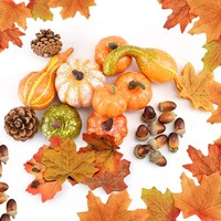 Thanksgiving Herbst Deko Set AhornbläTter KüRbisse Eicheln Tannenzapfen 70 StüCk