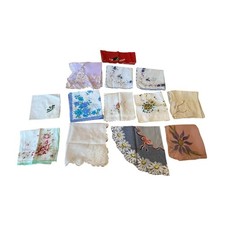 Lot Of 13 Hankies Handkerchiefs VTG Gauzy Embroidered Floral Scalloped Edges