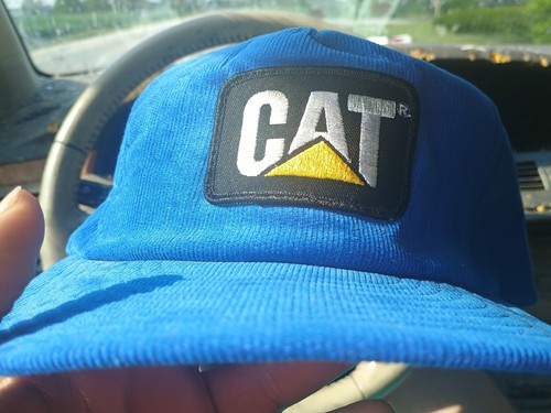 Cat Caterpillar Corduroy Patch Vintage Snapback Made USA Louisville Mfg