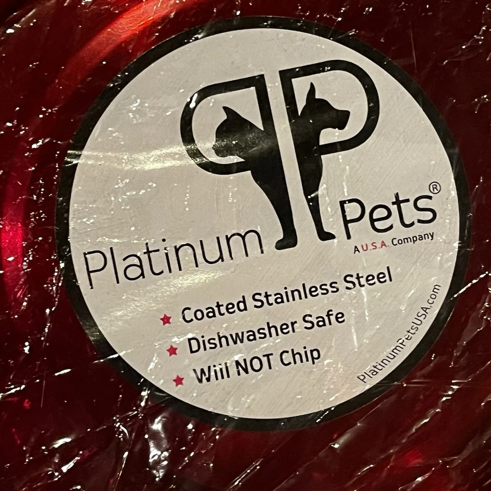 Gran Lote de Cuencos de Comida Platino Mascotas Sin Punta Acero Inoxidable Caramelo Manzana Rojo Foto 3 de 4