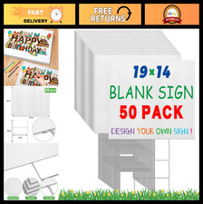 50 Pcs Blank Yard Signs Kit with H Stakes - 10x16 Inch Lawn Signs for Campaigns,