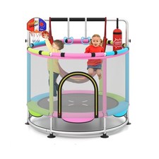 55" Trampoline for , Indoor Outdoor Adjustable Trampoline with Enclosure Safe...