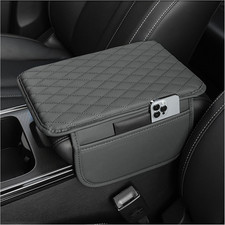 Upgraded Center Console Cover, Microfiber Leather Armrest Cover Cushion with 2 S