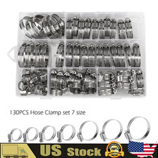 130pcs Adjustable Hose Clamps Worm Gear Stainless Steel Clamp Assortment Kit Us 130pcs Adjustable Hose Clamps Worm Gear Stainless Steel Clamp Assortment Kit Us