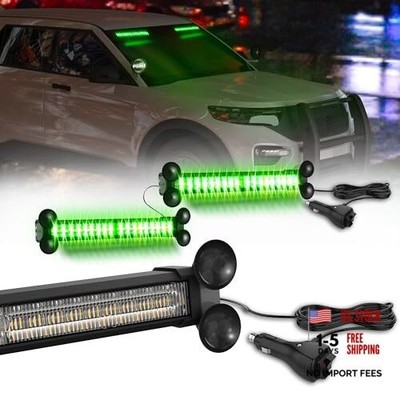 Emergency LED Strobe Traffic Advisor Lights Bar, Car Windshield Hazard Green