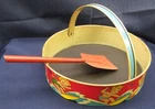 VINTAGE OHIO ART BEACH TOY SAND SIFTER & SHOVEL TIN LITHO 8" WITH HANDLE 1940'S