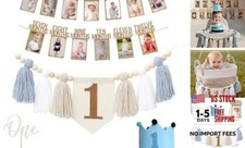 Baby First Birthday Party Decorations First Highchair Banner For Baby Boys Blue
