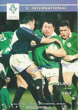 IRELAND A v ITALY A 1999 RUGBY PROGRAMME at DONNYBROOK, DUBLIN