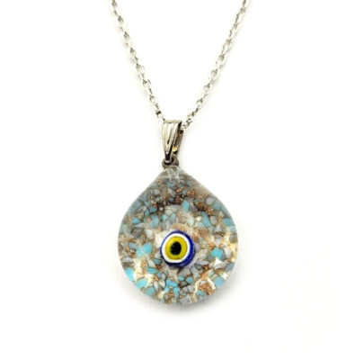 925 Sterling Silver Blue Evil Eye Necklace, Opal Necklace, Necklace for Women