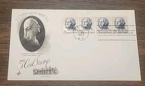 US FDC # 1229 5c Coil Stamps Washington 1962.
