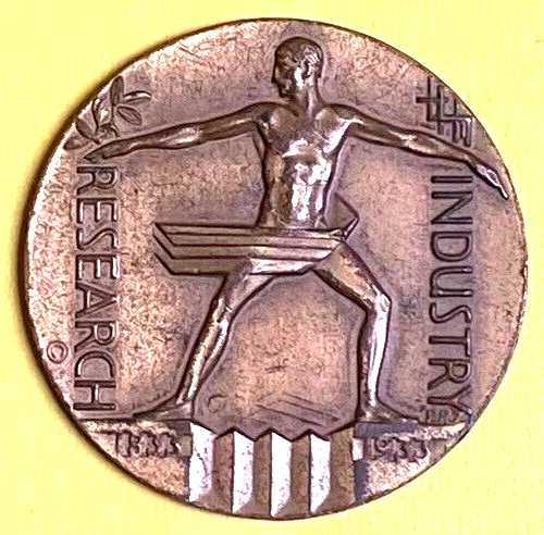 ART DECO 1933 CHICAGO WELTAUSSTELLUNG BRONZE MEDAILLE ENTWORFEN VON EMIL ROBERT ZETTLER - Bild 1 von 3