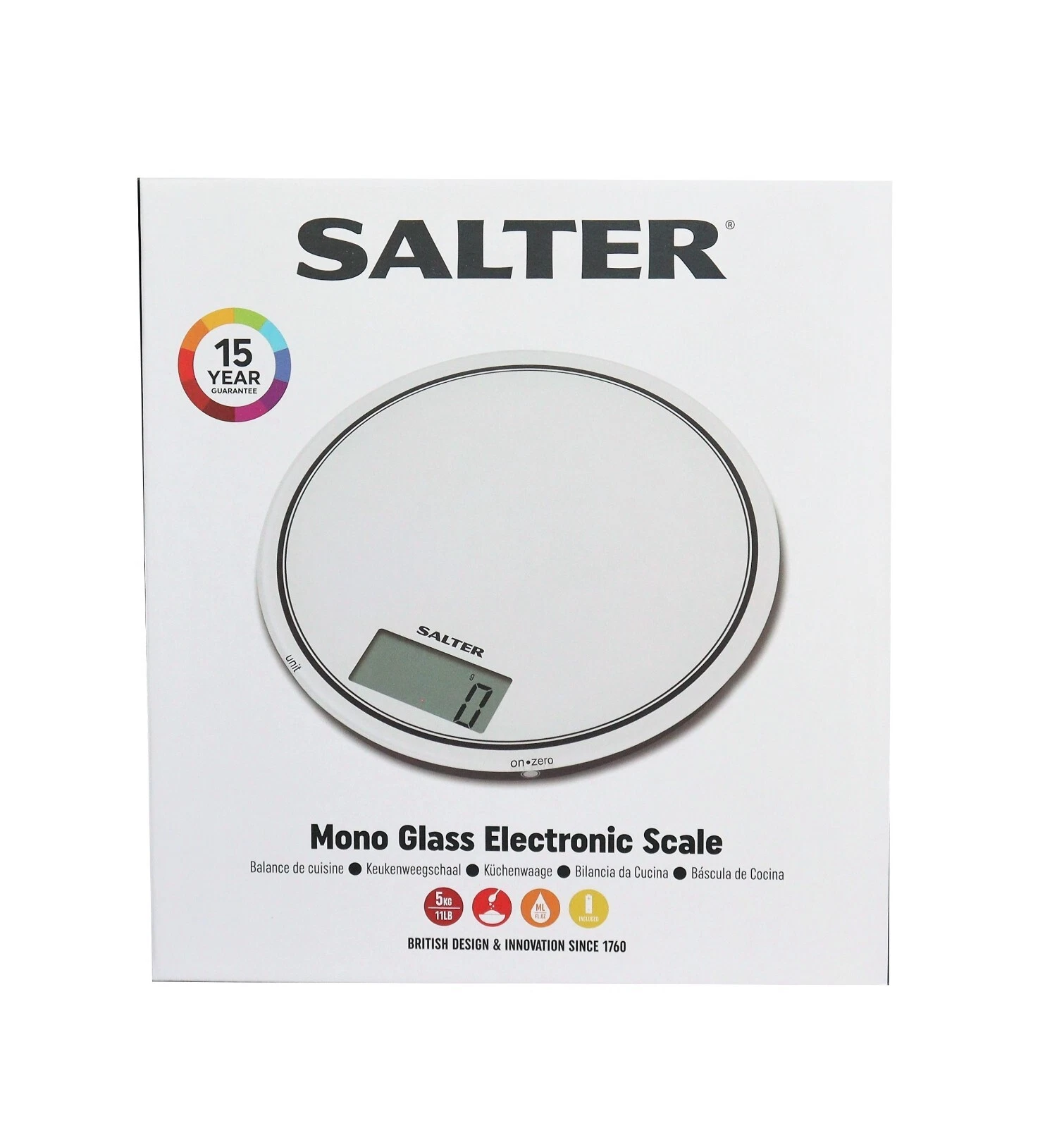 Salter Digital 5kg Kitchen Mono Glass Large Digit Electronic Scales White
Opens in a new window or t