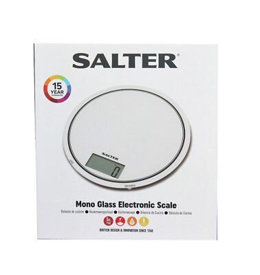 Salter Digital 5 kg Küche Mono Glas großstellige elektronische Waage weiß
