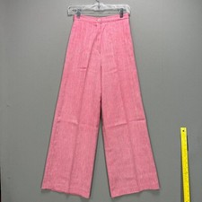 VTG 70s Bell Bottom Disco Pants Flare Polyester 25" Waist Textured Pink Barbie