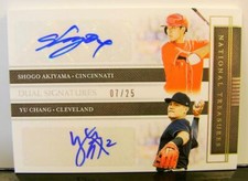SHOGO AKIYAMA YU CHANG DUAL AUTO /25 PANINI NATIONAL TREASURES 2020