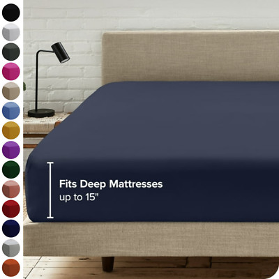Fitted sheet Full Size 16  Deep Pocket Easy Care Breathable Elastic Bed Sheets